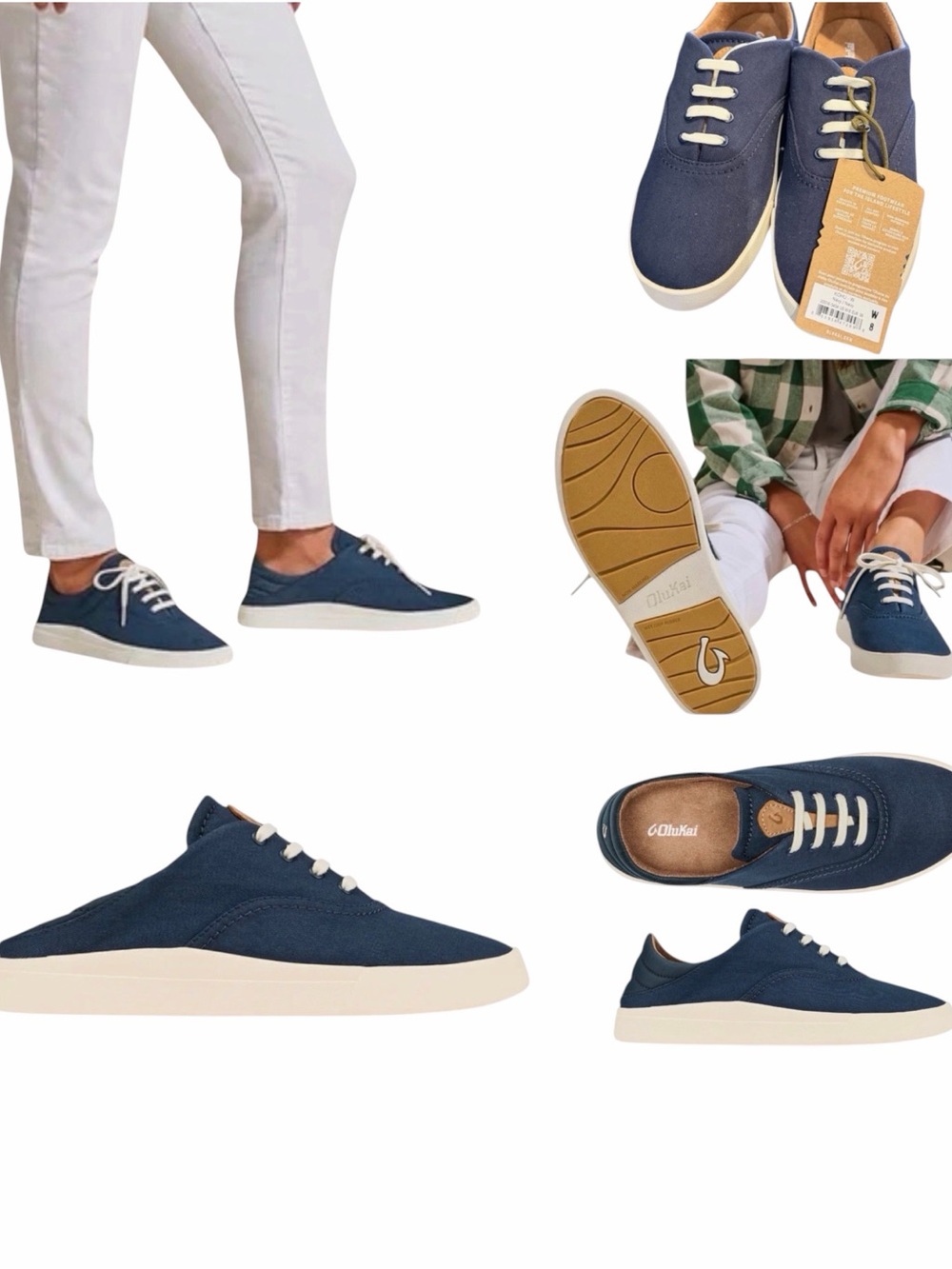 OLUKAI Women's Kohu Navy Blue/White Size 8